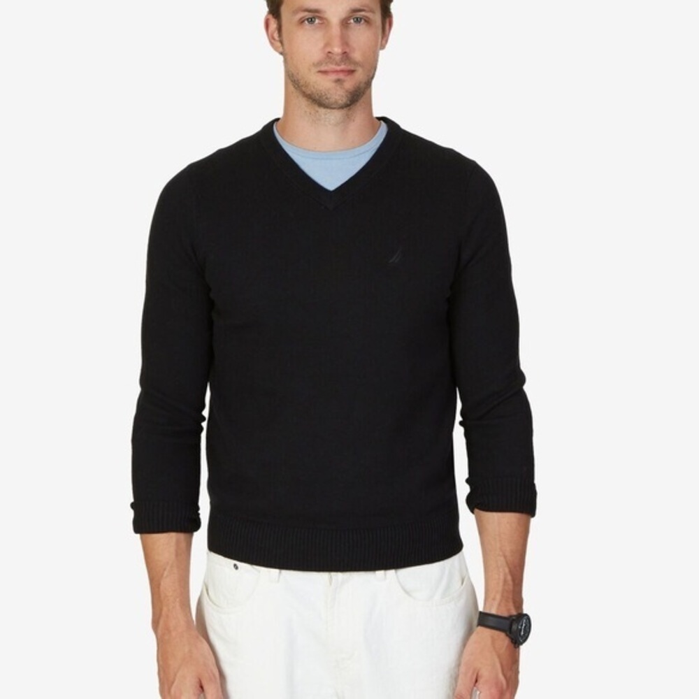 Nautica Men's Classic Black V-Neck Sweater